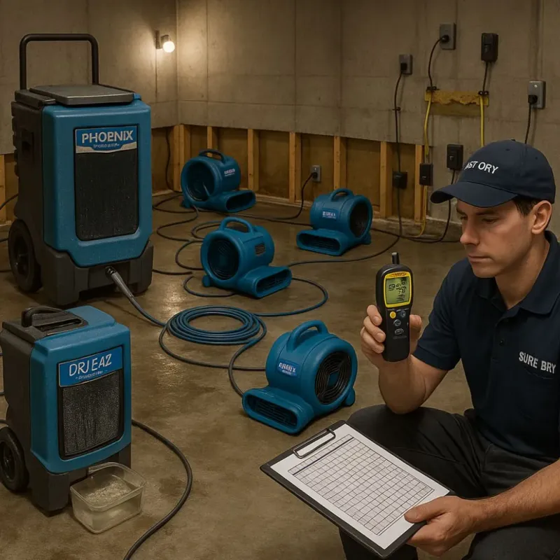 Structural Drying and Dehumidification process in Ellsworth, ME